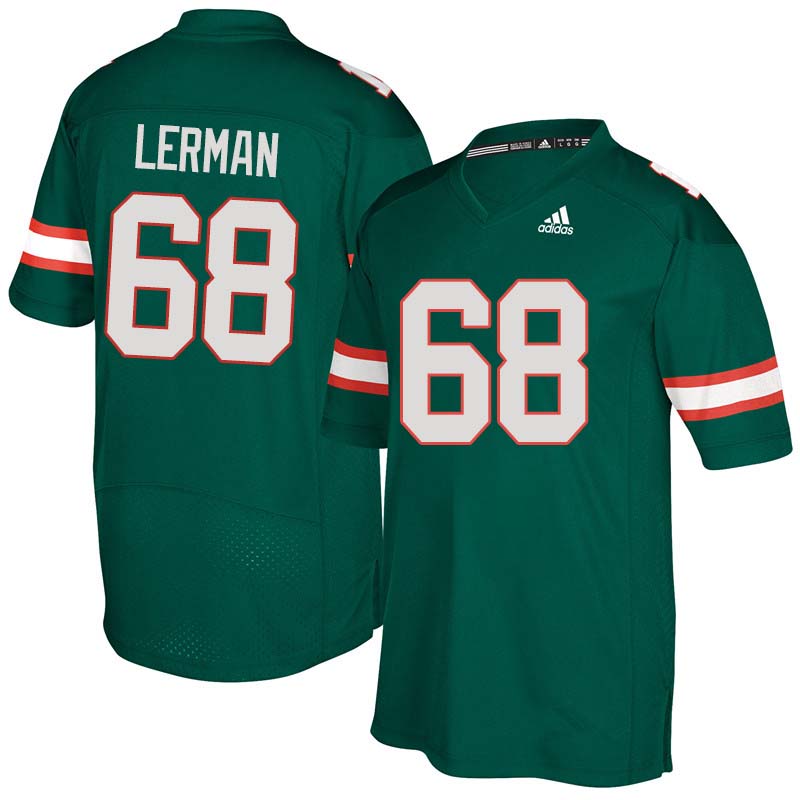 Adidas Miami Hurricanes #68 Zachary Lerman College Football Jerseys Sale-Green